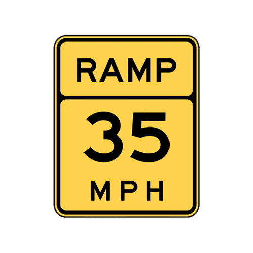W133 Advisory Ramp Speed Sign